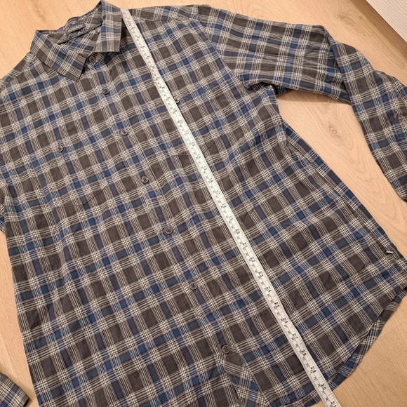 Toad & Co Grey Blue Plaid Organic Cotton Long Sleeve Smythy LS Shirt Size 2XL - Picture 3 of 8